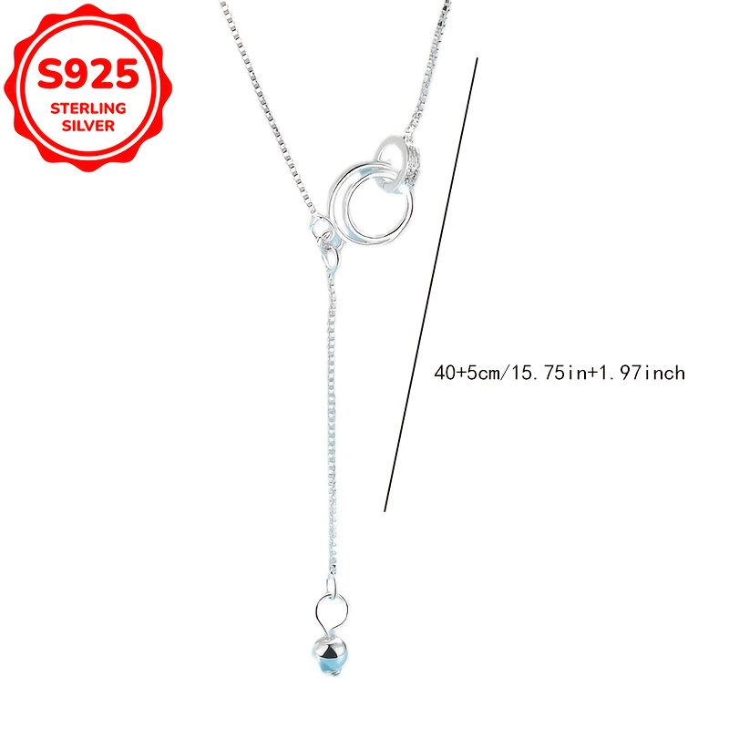 925 Silver Double Ring Interlocking Y-Shaped Tassel Necklace